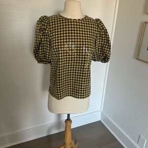 Plaid Puff Sleeve Top
